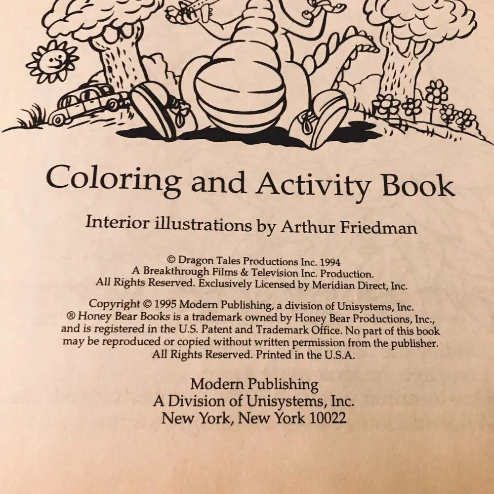 Vintage 1995 The  Adventures of Dudley The Dragon Coloring and Activity Books - Picture 5 of 16